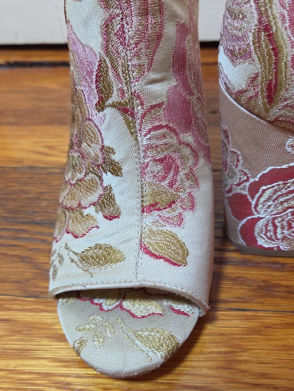 Nine West Vintage Floral Haywood Open-Toe Heel Boots